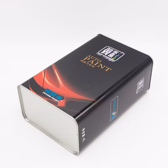 Barattolo di latta per vernice per auto con contenitore quadrato in banda stagnata con stampa Cmyk personalizzata da 4 litri